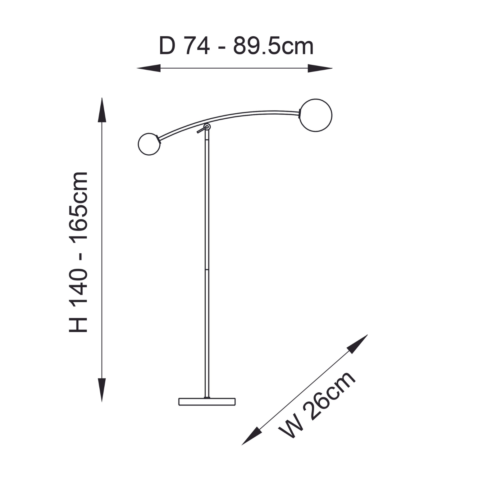 INDOR Lunanao Floor Lamp Dimensions