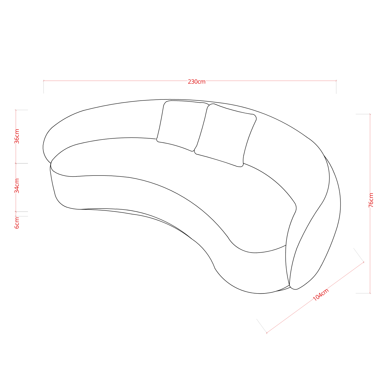 Moresco Dark | Curved Sofa